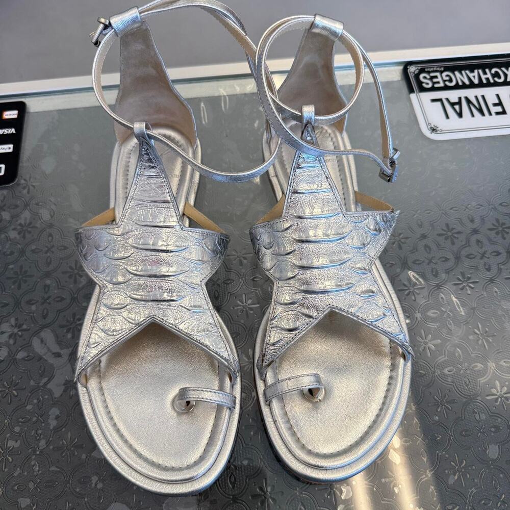 Brian Atwood silver star sandals size 6